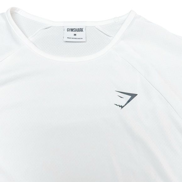 GYMSHARK Training Women Sport Top M Cropped White Crewneck Stretch Workout - Picture 4 of 6